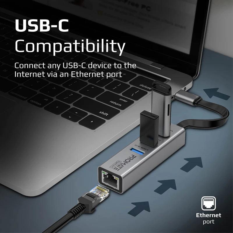 PROMATE GigaHub C USB C Hub with Ethernet and USB 3.0 Ports - Pre Order