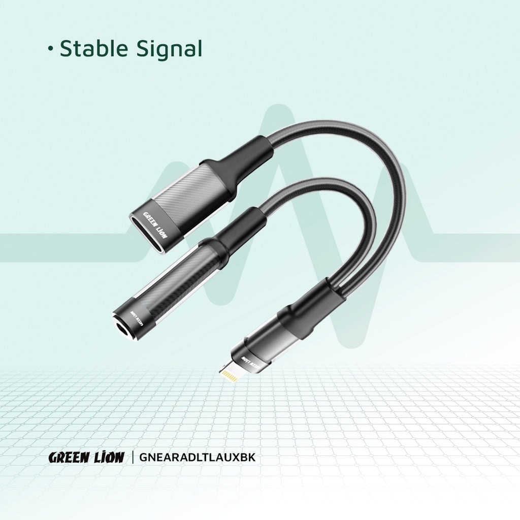 محول Green Lion شحن وسماعة لايتنينغ 2 في 1 - 12 سم