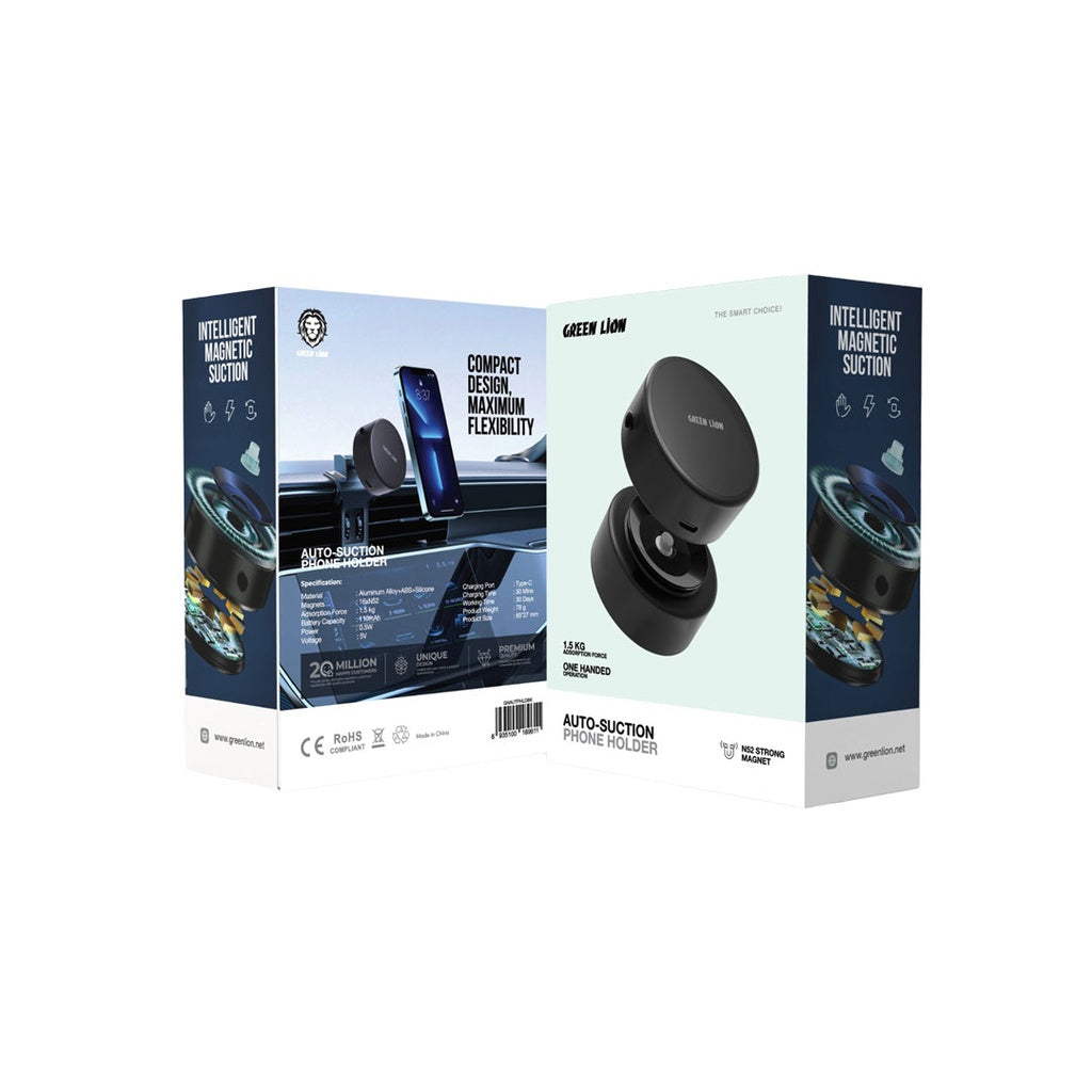 Green Lion Auto-Suction Phone Holder – Black