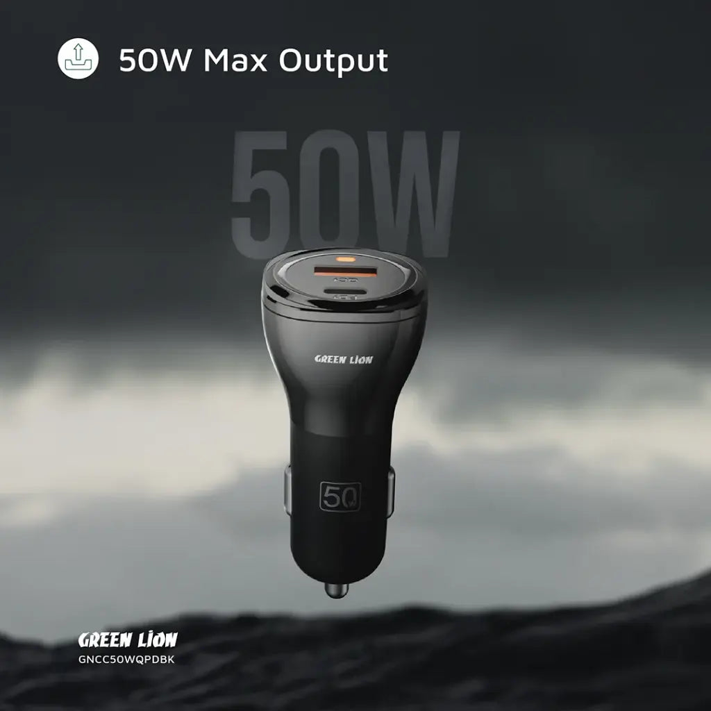 Green Lion 50W Car Charger + USB-C to USB-C Cable – Dual Port