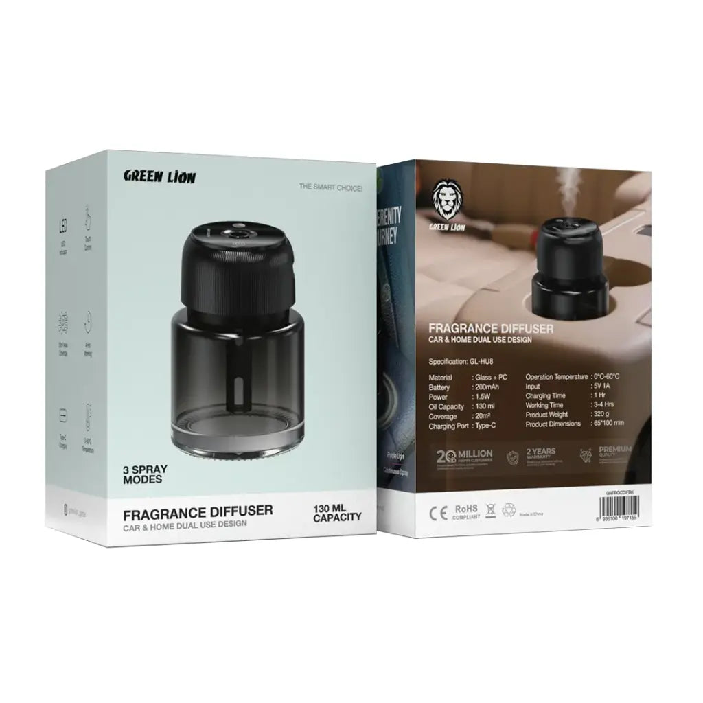 معطر Green Lion الذكي 130 مل – أسود – بتصميم زجاجي أنيق