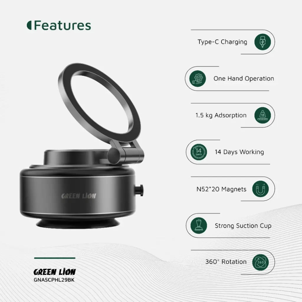 Green Lion GX-29 Auto Suction Magnetic Car Phone Holder