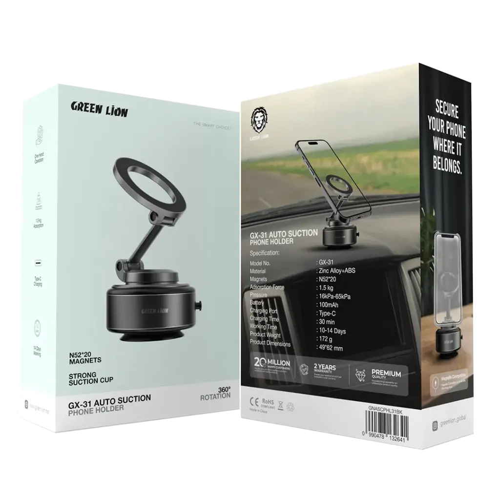 حامل هاتف مغناطيسي Green Lion GX-31 بقاعدة شفط قوية