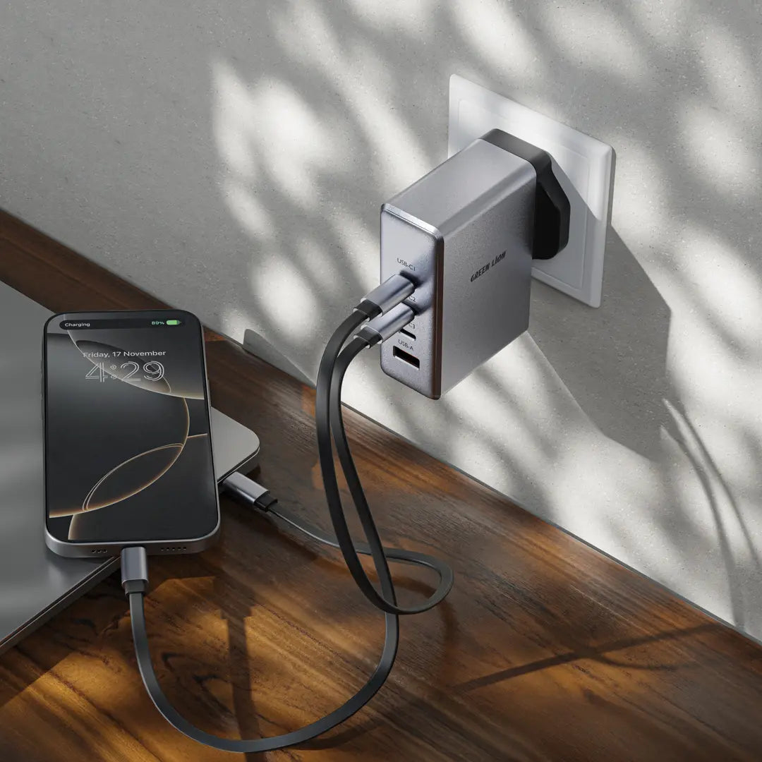 Green Lion GaN 100W UK Charger – Fast & Safe Charging