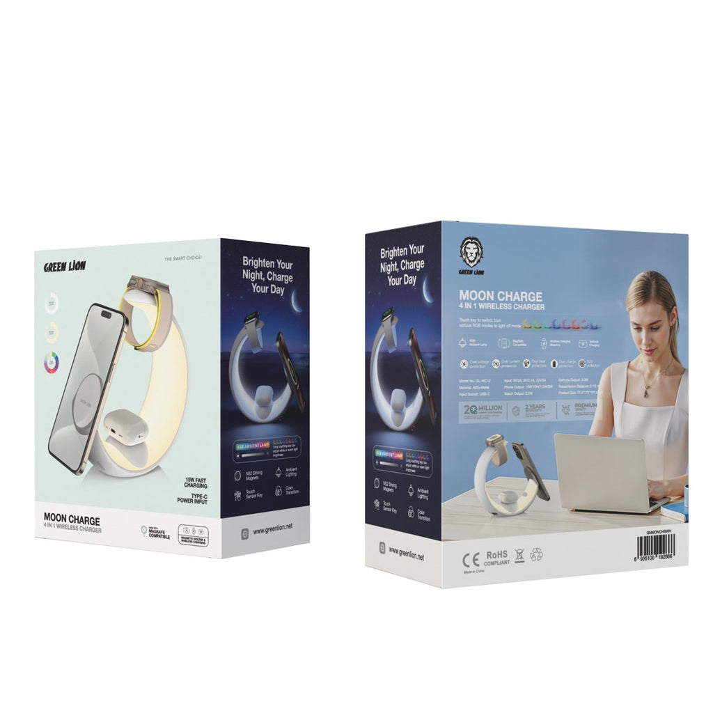 Green Lion 4-in-1 Moon Wireless Charger – Fast & Elegant