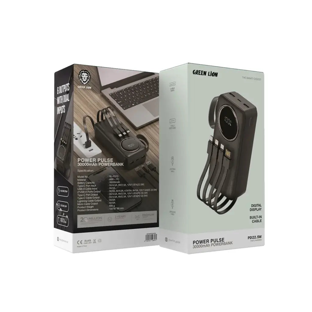 Green Lion Power Pulse 30000mAh Power Bank – Black