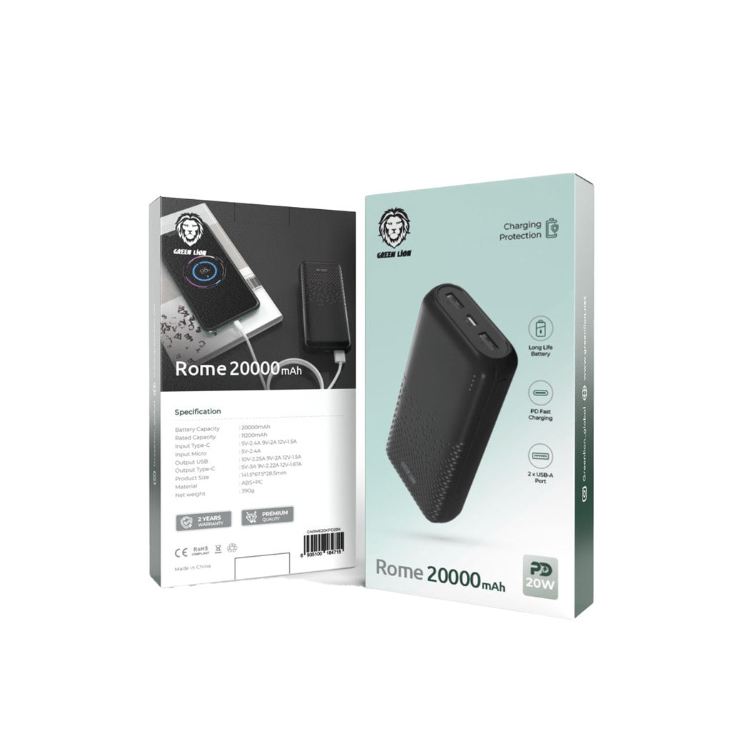 باور بانك Green Lion Rome بسعة 20000mAh – شحن سريع وأناقة لا مثيل لها