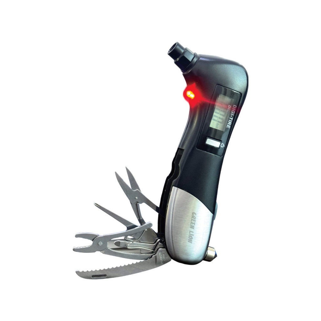 Green Lion 9-in-1 Digital Tire Pressure Gauge Rescue Tool – Black