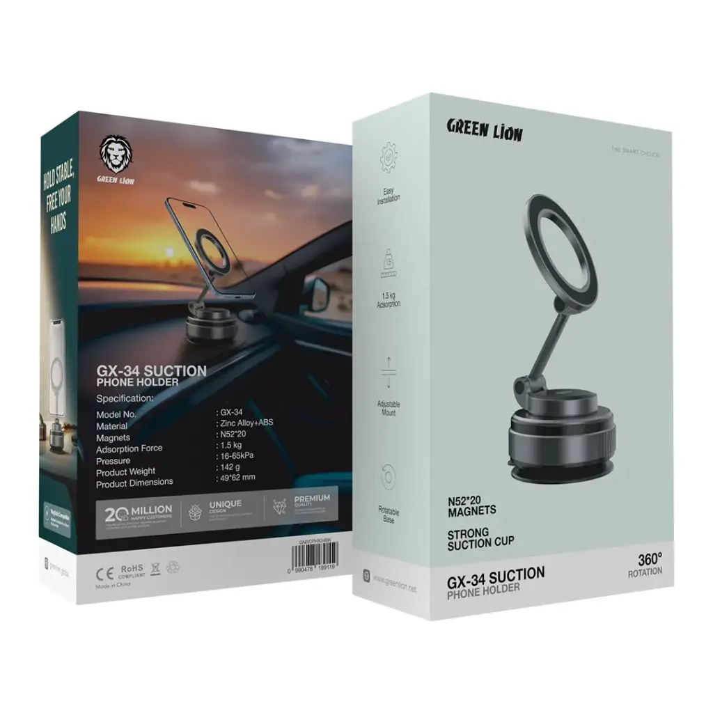 حامل جوال Green Lion GX-34 – قوة تثبيت ودوران 360°
