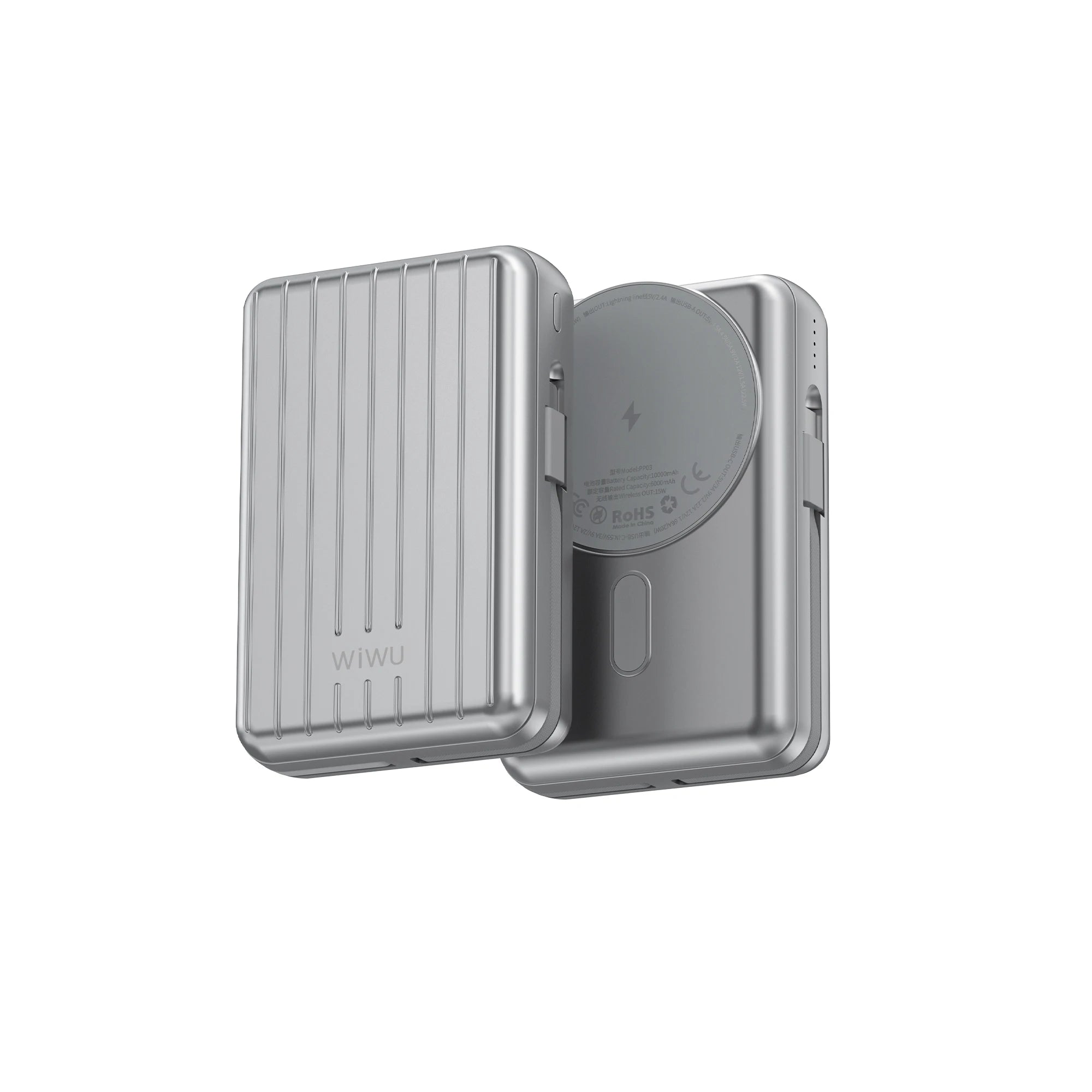 باور بانك مغناطيسي من سلسلة ويوو تراك بقدرة 10000 مللي أمبير في الساعة، شحن سريع بدون سلك مع كابل