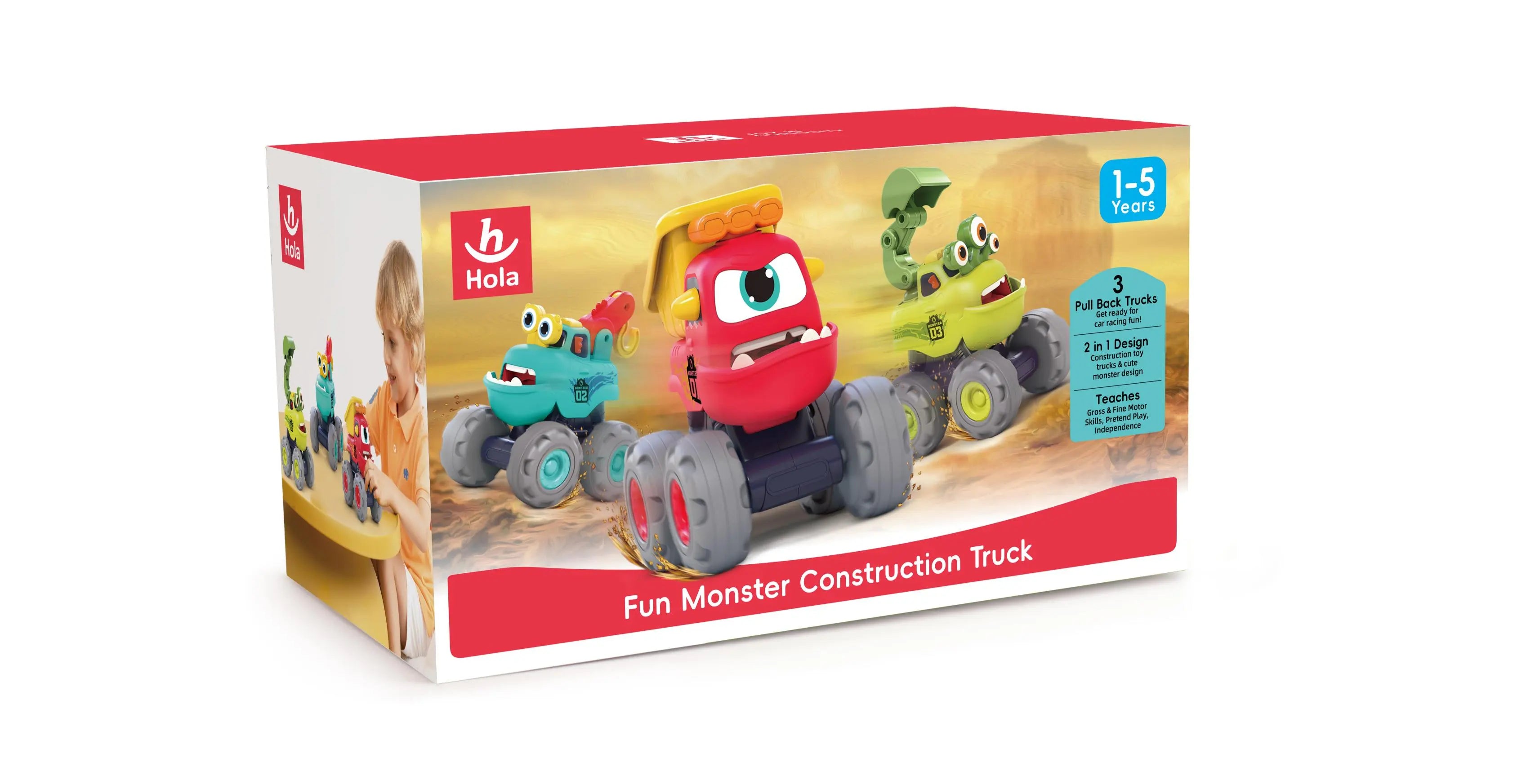 HOLA – Fun Monster Construction Truck Set