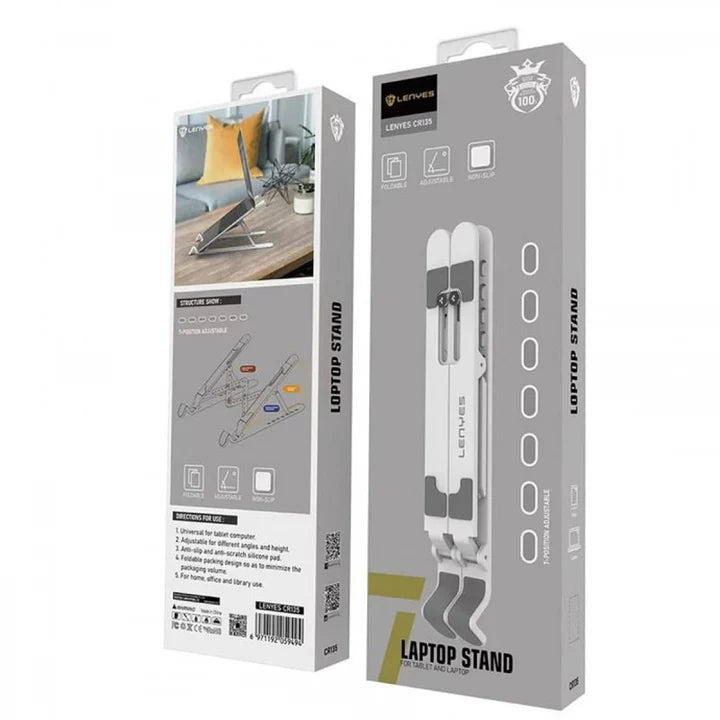 LENYES CR135 Adjustable Laptop Stand – White
