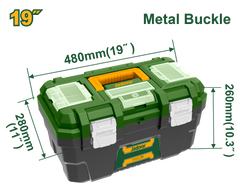 JADEVER 19" Plastic Tool Box Sturdy with Metal Clasp