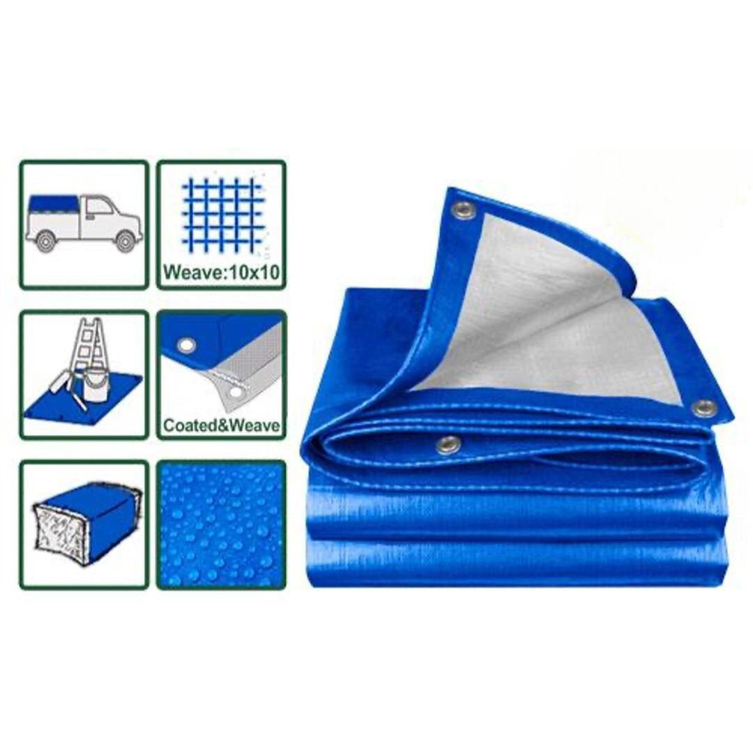 JADEVER Blue Tarp with Eyelets 4x3m Durable & Lightweight - Blue