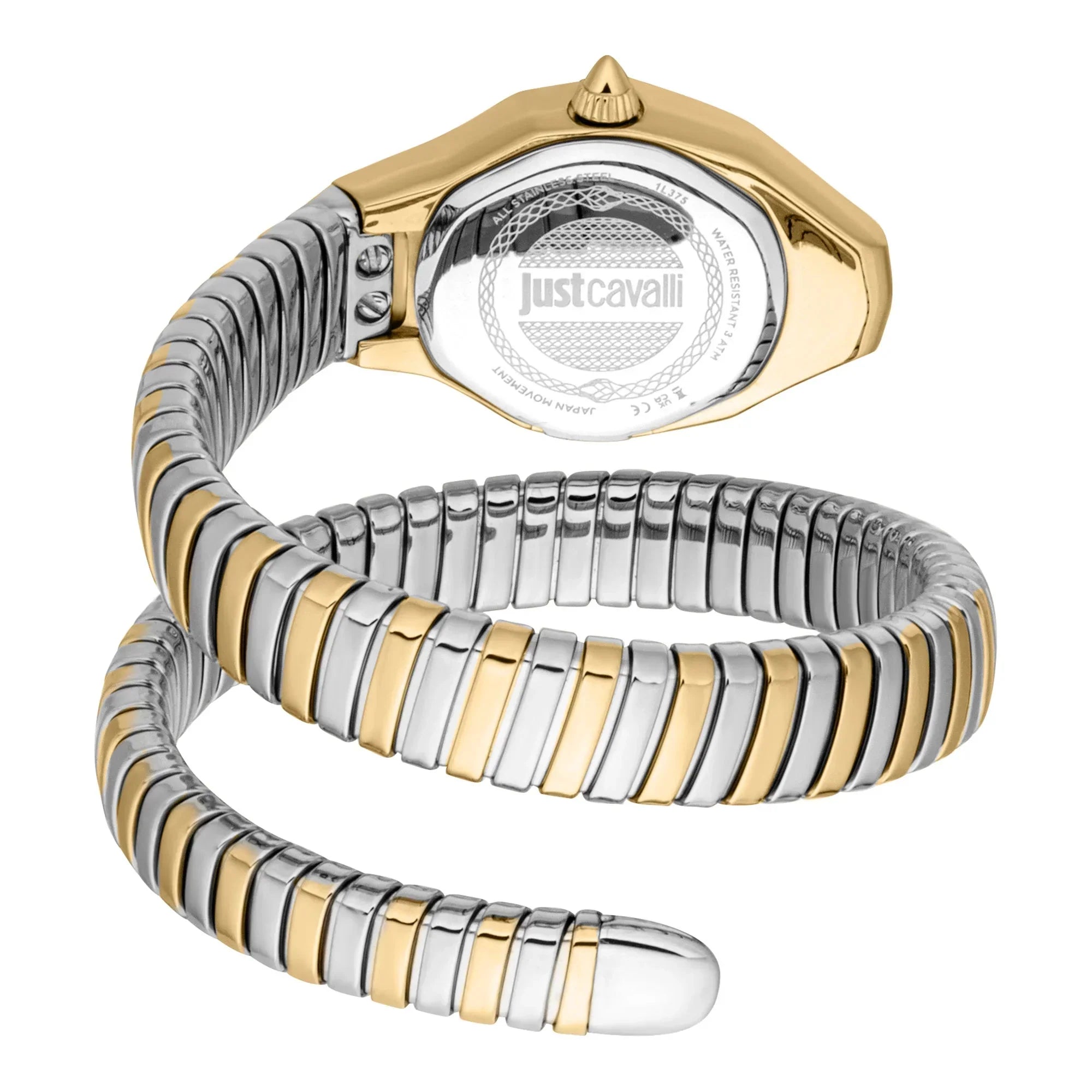 JUST CAVALLI JC1L375M0055 SILVER AND GOLD STEEL BAND WHITE DIAL FOR WOMEN