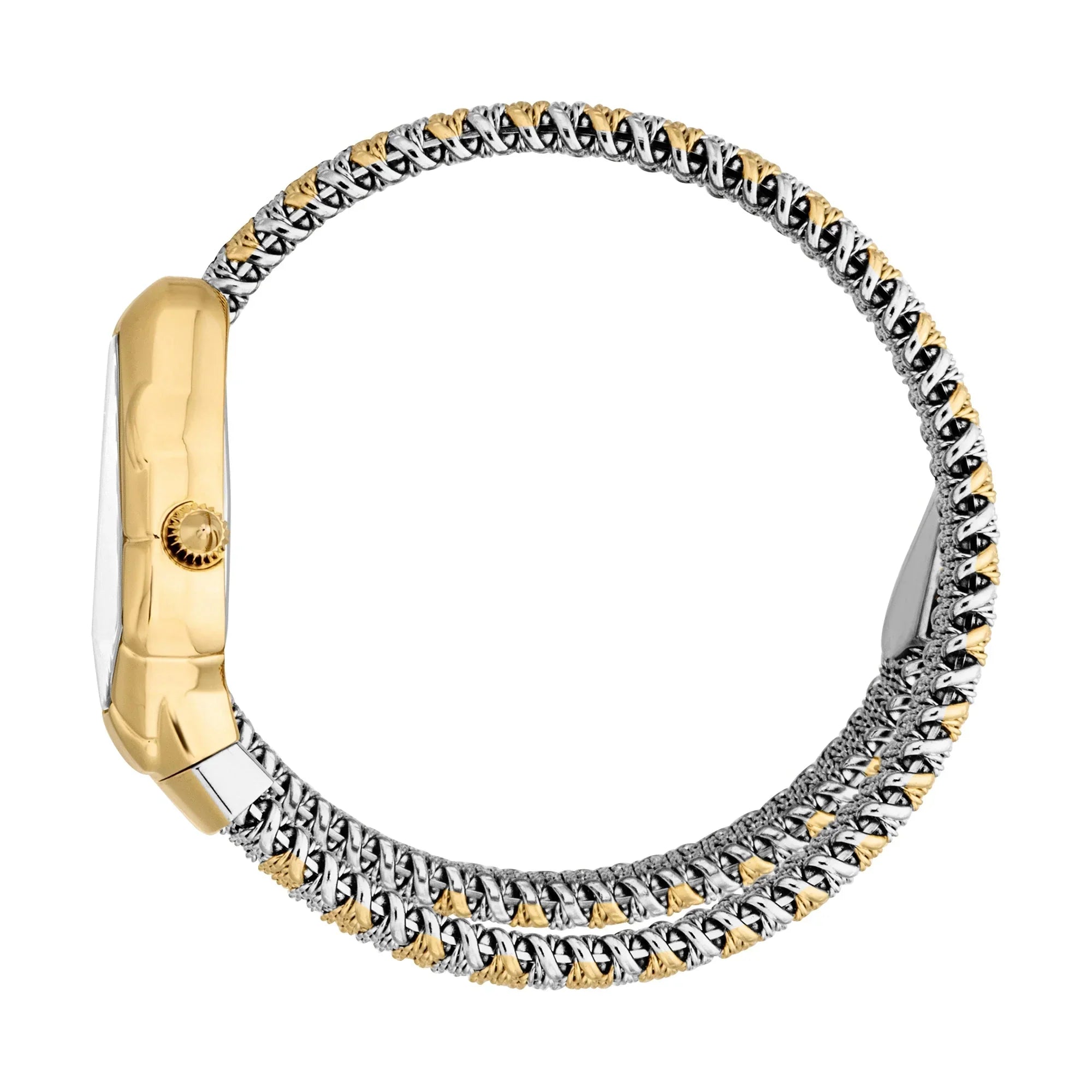 JUST CAVALLI JC1L426M0055 SILVER AND GOLD STEEL BAND WHITE DIAL FOR WOMEN