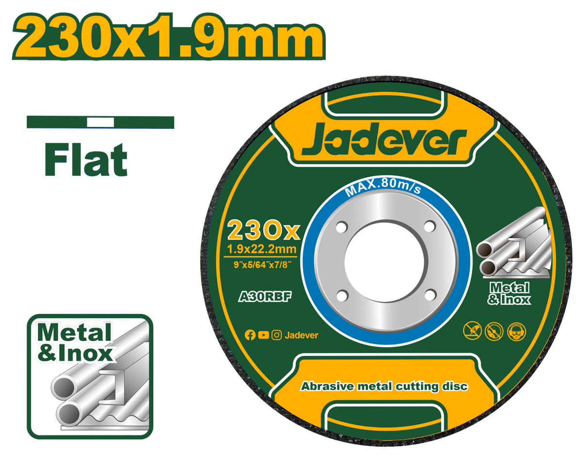 JADEVER Abrasive Metal Cutting Disc 230x1.9mm – Flat Center (JDAC1391)