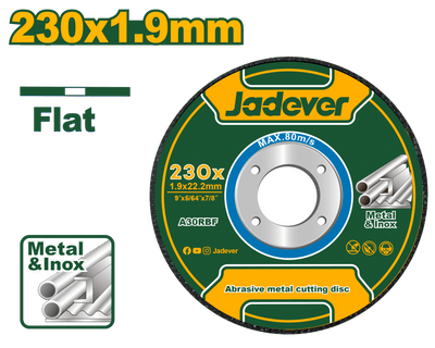JADEVER Abrasive Metal Cutting Disc 230x1.9mm – Flat Center (JDAC1391)
