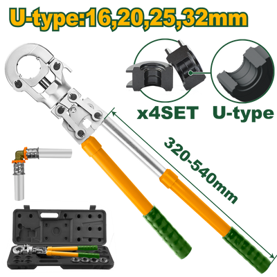 JADEVER U-Type Manual Press Tool – Clamping Range Ø16–32mm, 40KN Force, 360° Rotating Head (JDHT1D32)