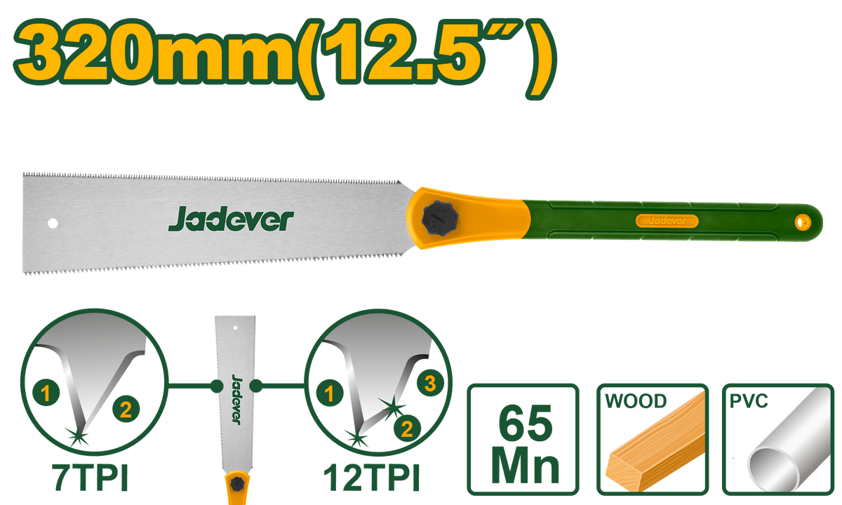 JADEVER Double Edge Pull Saw 320mm | 12.5" – Precision Japanese-Style Saw for Fine Cuts (JDHWD112)