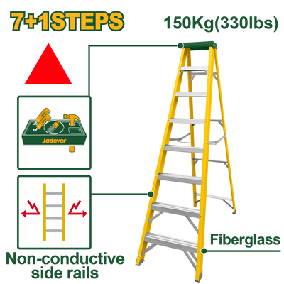 JADEVER Single-Side Fiberglass Ladder 7+1 Steps | 150kg (JDLD0908)
