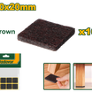 JADEVER 16pcs Self-Adhesive Pads – 20x20mm, 3mm Thick, Brown (JDPAS2111)