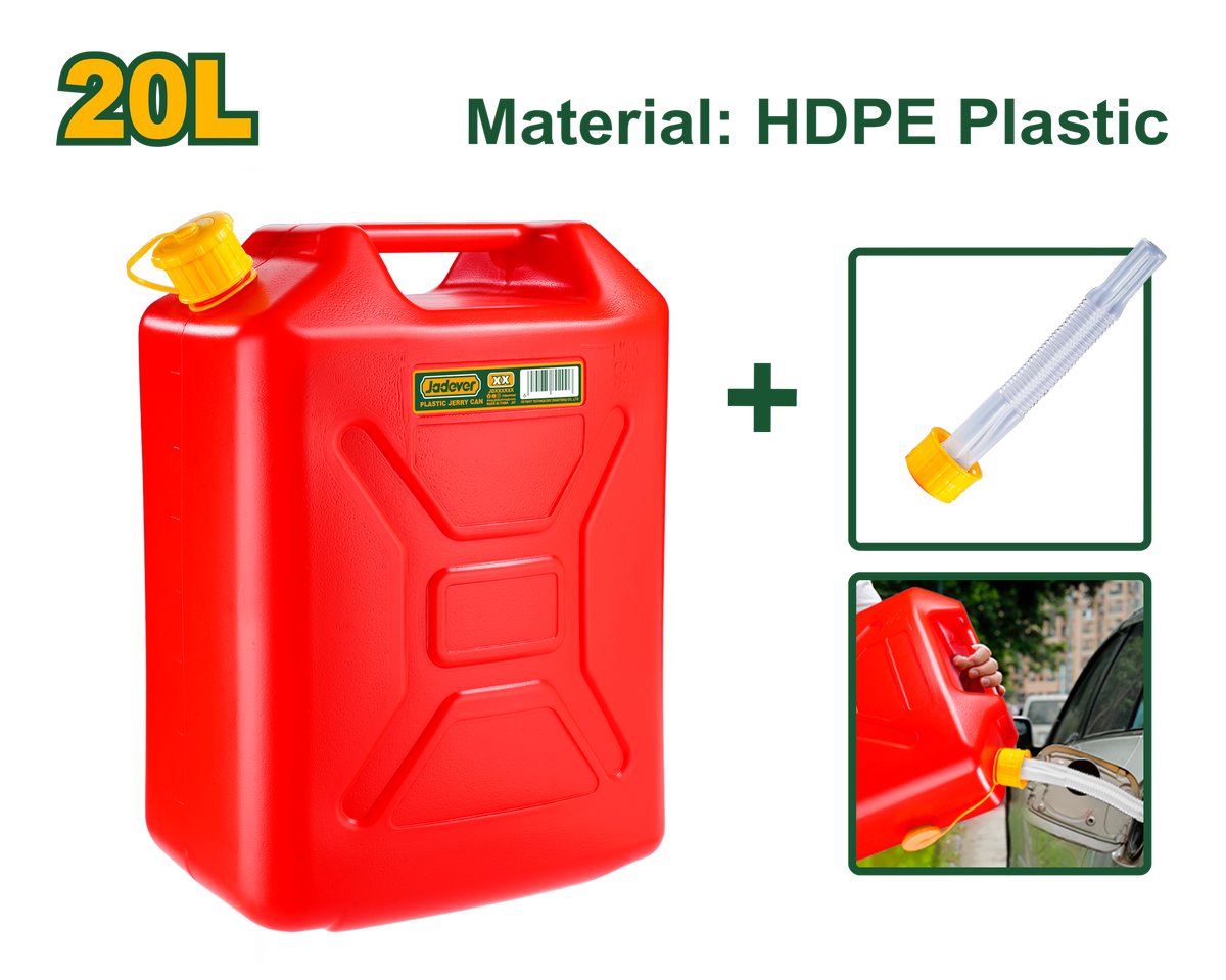 JADEVER Plastic Jerry Can 20L – Heavy Duty HDPE Fuel Container with Spout (JDQY2320)