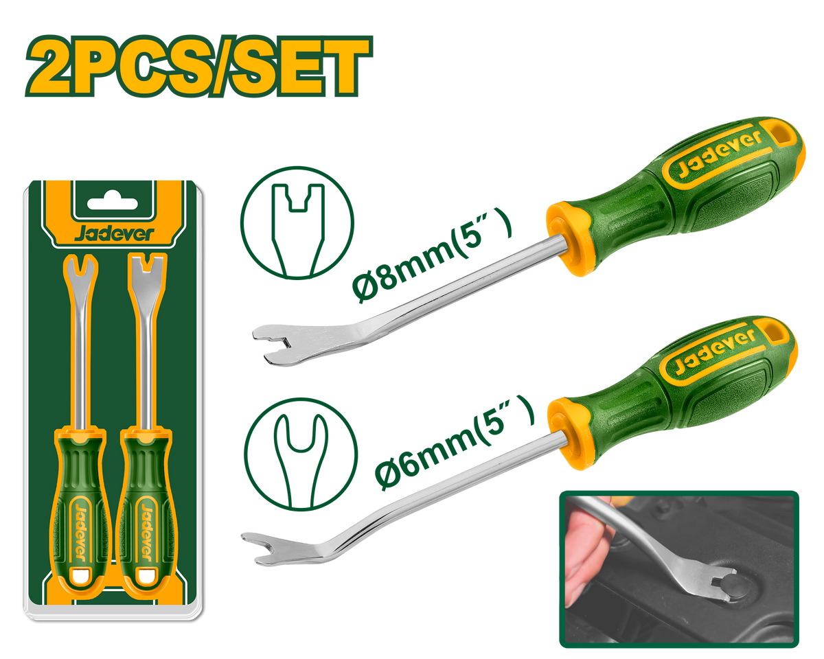 JADEVER 2PCs Door Trim Remover Set – For Clips, Rivets & Fasteners (JDSS1602)