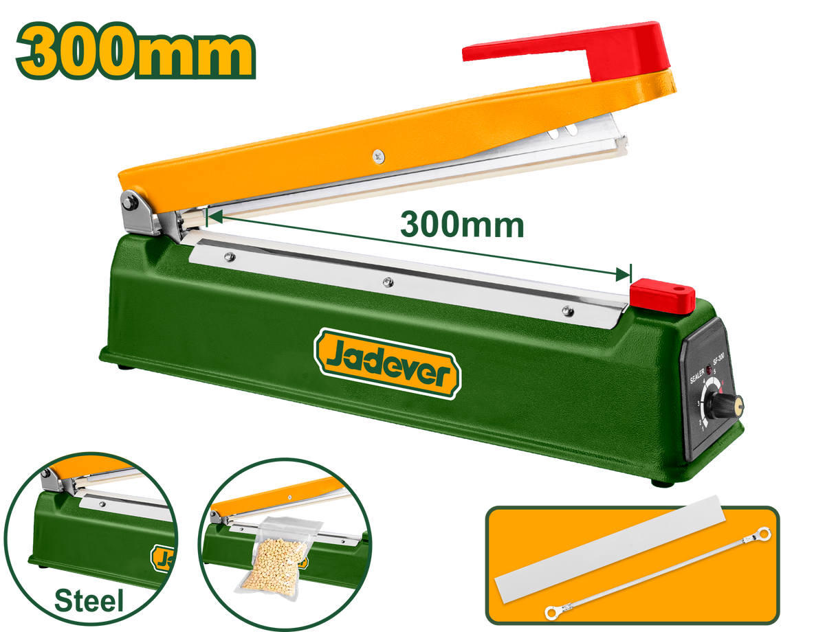 JADEVER Impulse Sealer Machine – 300mm, Adjustable Heat, Iron Body (JDXY1003)