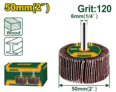 JADEVER Flap Wheel with Shaft 50 x 25 x 6mm – Grit 120# (JDYW5004)