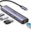 موزع UGREEN USB-C بـ3 منافذ USB 3.0 + منفذ RJ45 جيجابت إيثرنت