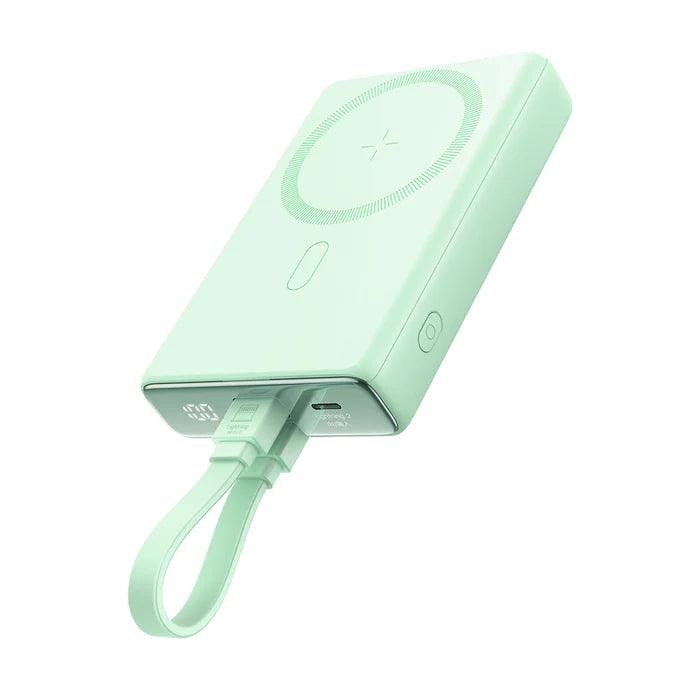 JOYROOM 20W Magnetic Wireless Power Bank 10000mAh with Built in Cable - Green