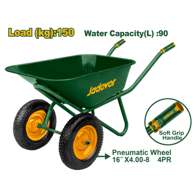 Jadever 150kg 90L Dual-Wheel Concrete Cart