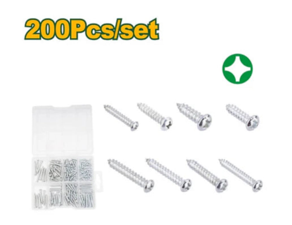 Jadever 200 Piece Assorted Screw Set Versatile & Durable - Silver