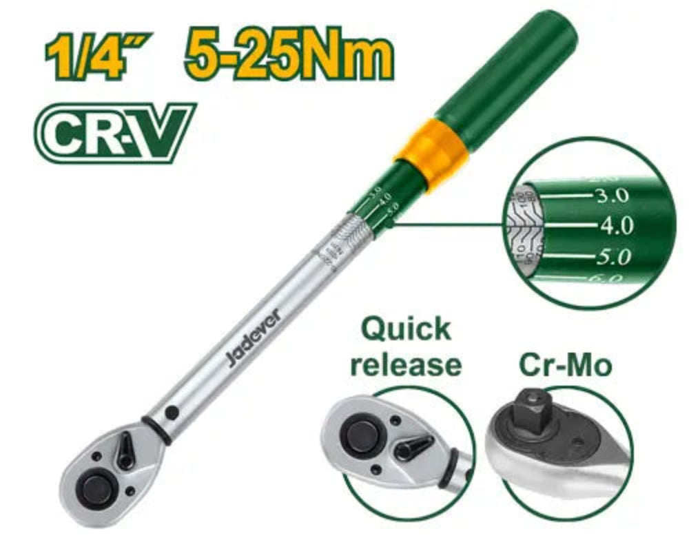 Jadever 25Nm Torque Wrench 1/4" Precision & Durability