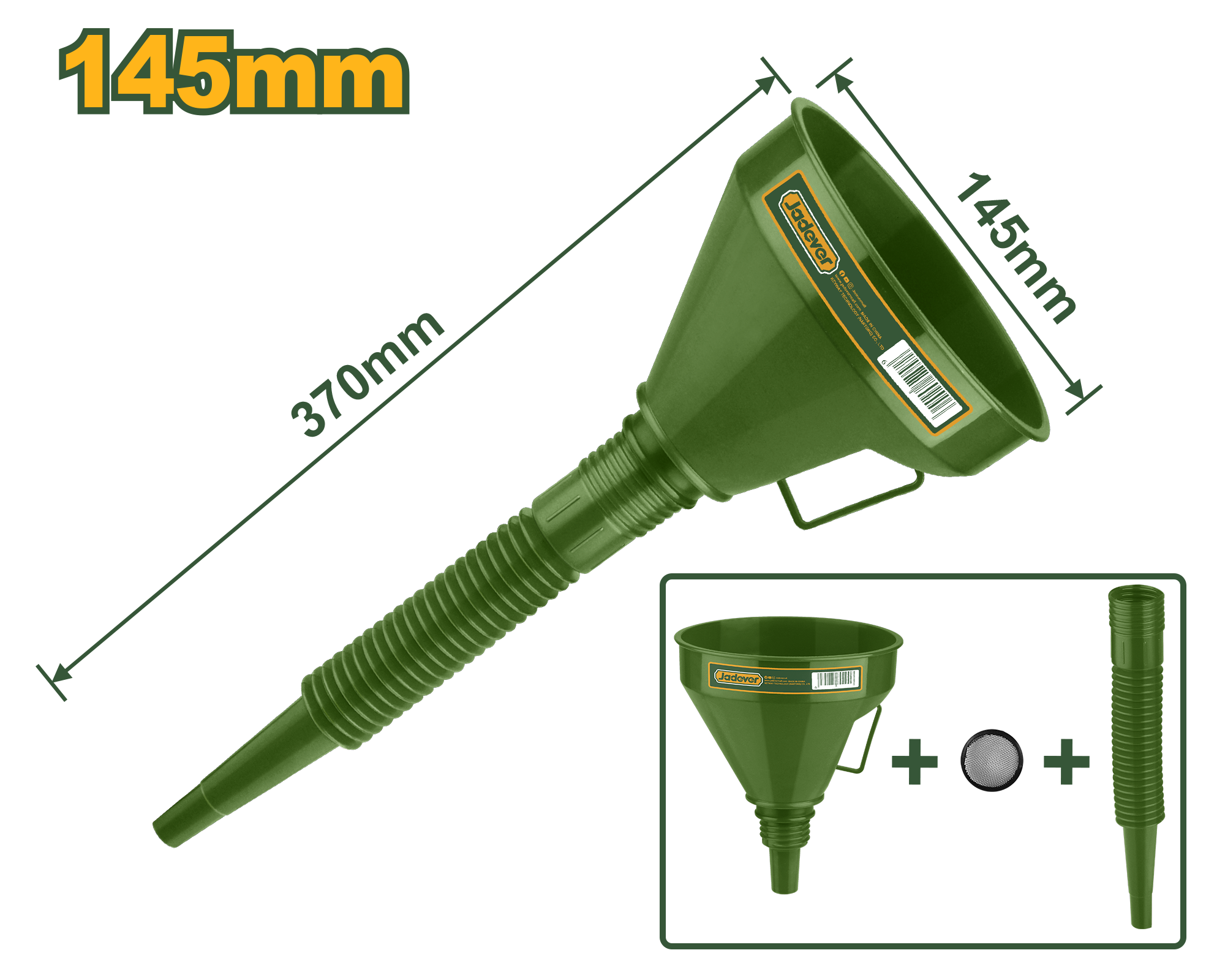 Jadever 2 in 1 Flexible Plastic Funnel with Handle