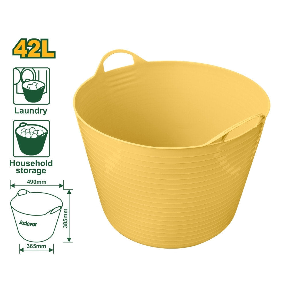 Jadever 42L Flexible Plastic Bucket Durable & Versatile - Yellow