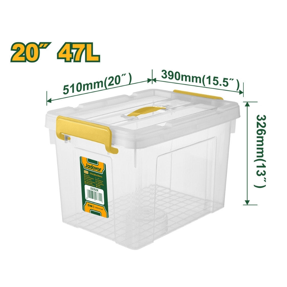 Jadever 47L Clear Plastic Storage Box Durable & Secure