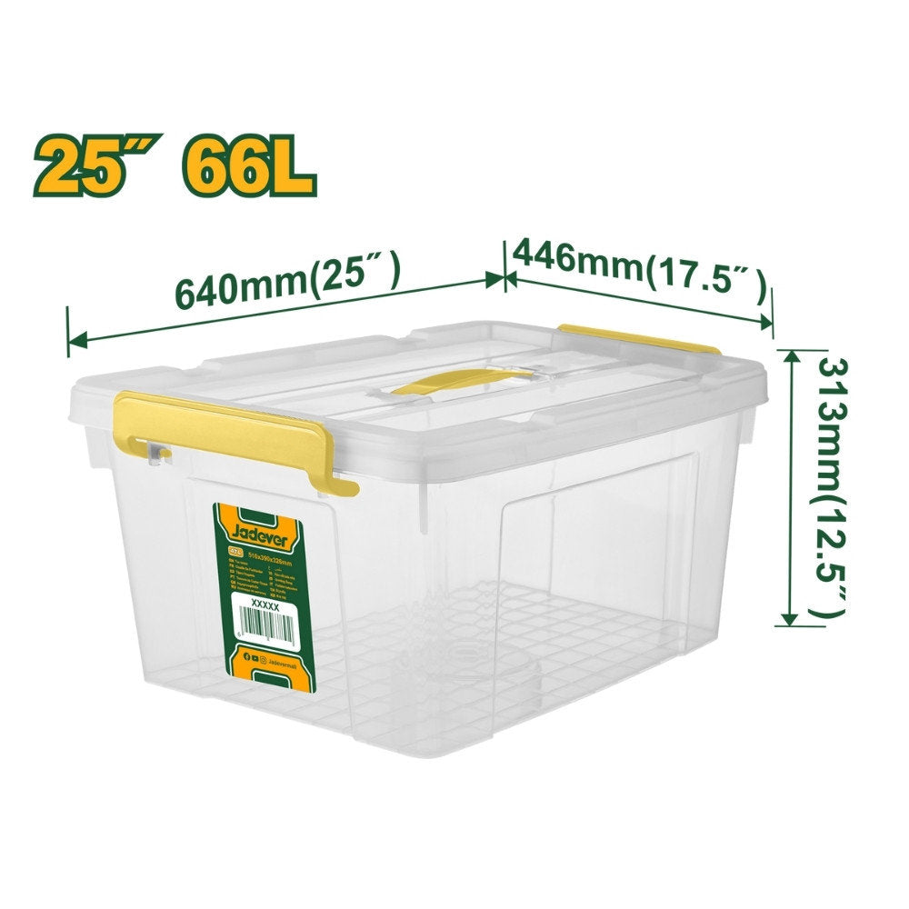 Jadever 66L Clear Plastic Storage Box Durable & Secure