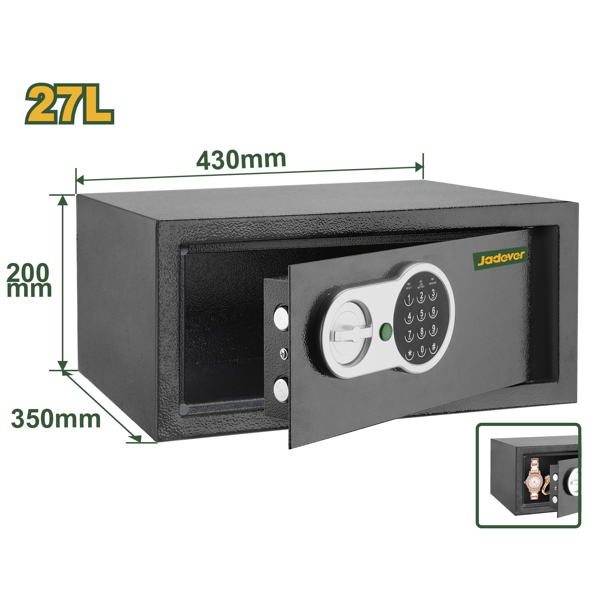 Jadever 9kg Digital Safe 20×43×35cm Secure Storage