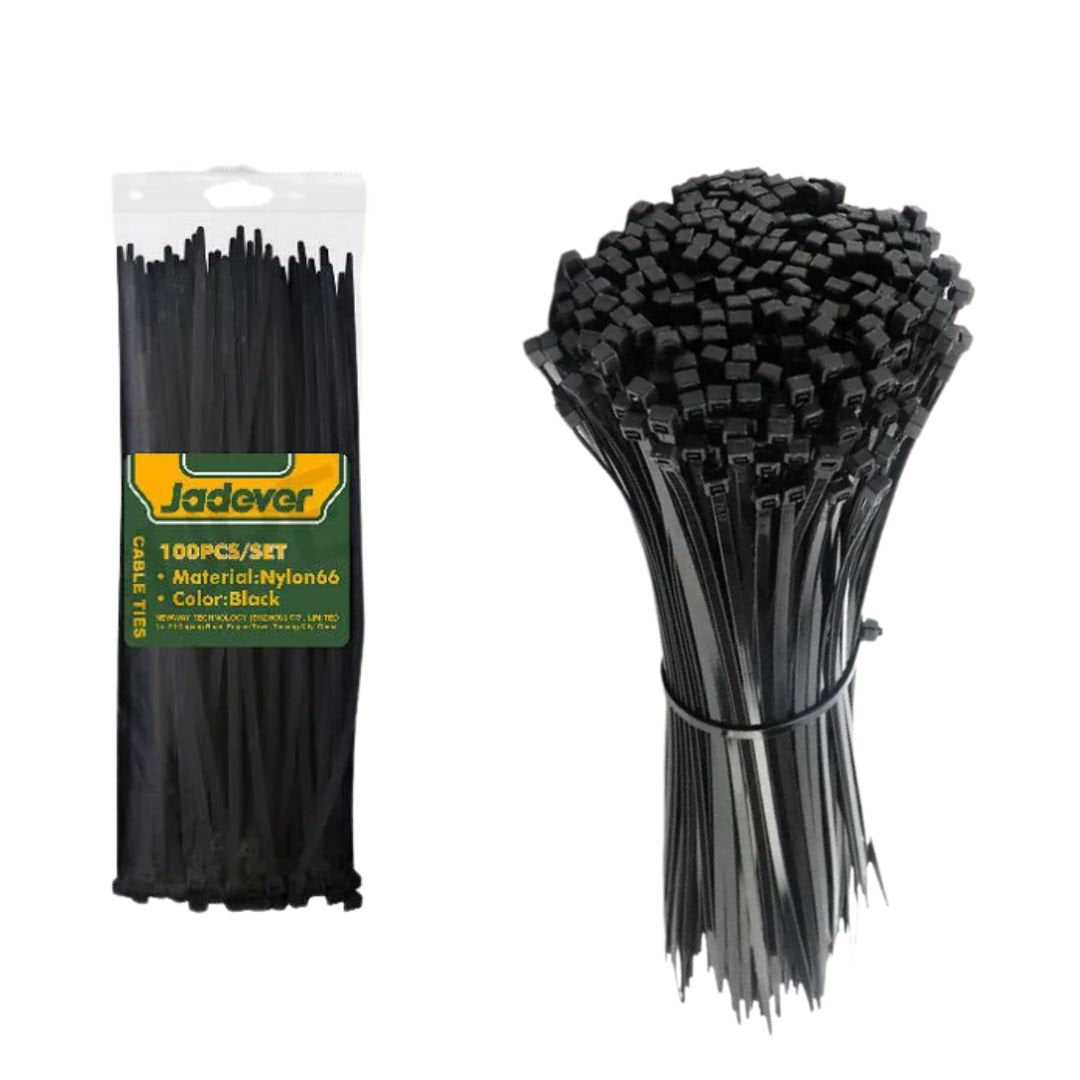 Jadever Cable Ties 300×4.8mm 100 Pack - Black