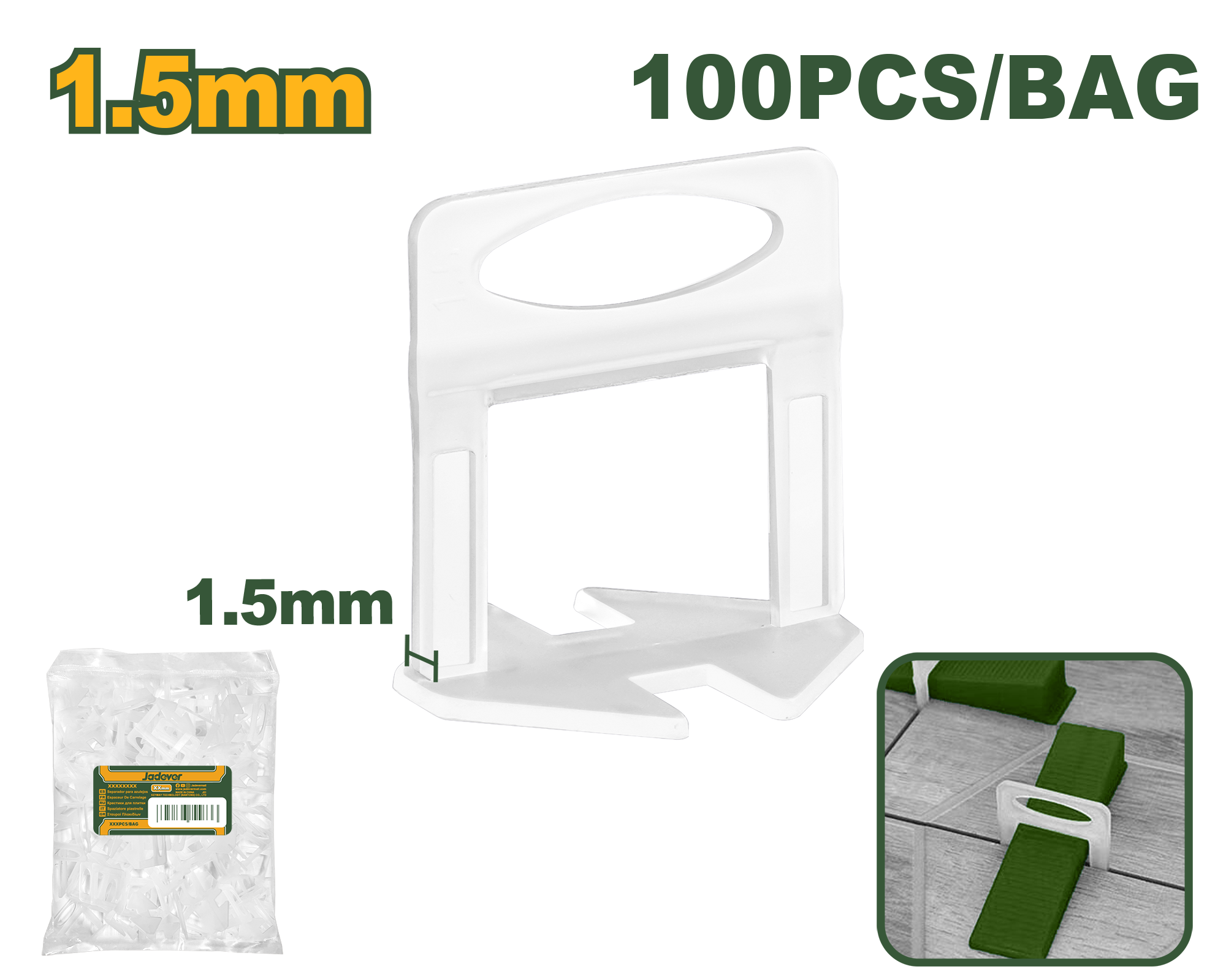 Jadever Tile Spacer 1.5mm 100 Pcs Precision & Easy Use