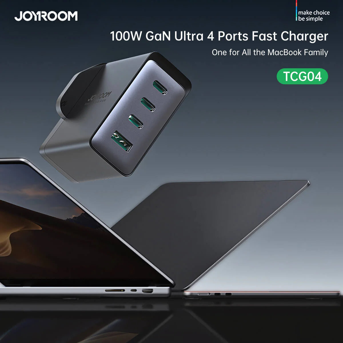 Joyroom 100W 3C1A Fast Charger with C to C Cable 1.2m