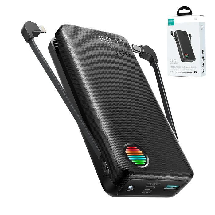 Joyroom 22.5W Power Bank with Dual Cables 10000mAh & 20000mAh - Black