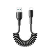 Joyroom 3A Coiled Fast Charging Car Cable Type C & Lightning 1.5m - Black