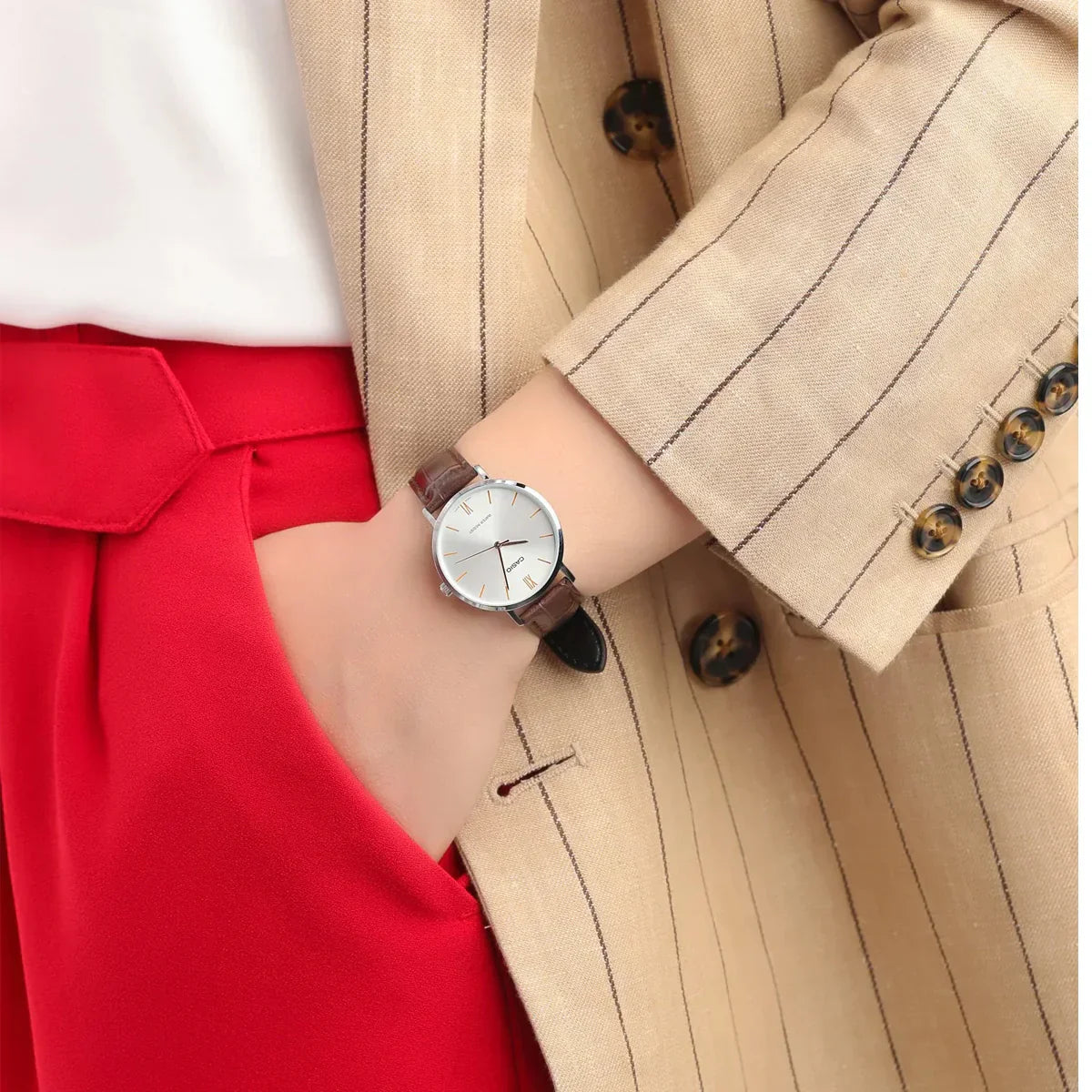 Casio LTP-VT01L-7B2 Brown Leather Strap Watch for Women