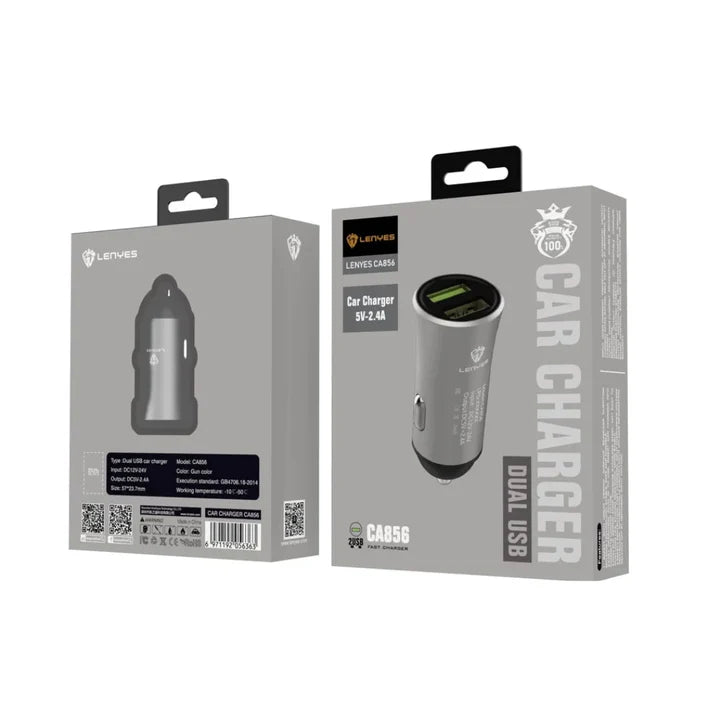 Lenyes CA856 Dual USB Fast Car Charger – Black