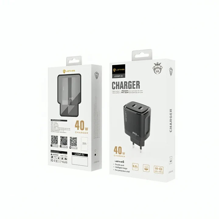 Lenyes LCH369-EU – High-Speed Wall Charger (Black, EU Plug)