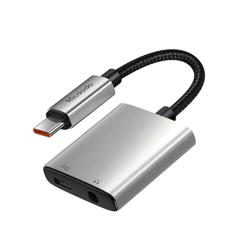 MCDODO USB-C to USB-C & AUX 3.5mm Audio Adapter with DAC - Silver