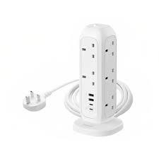MOMAX ONEPLUG 11 Outlet Power Strip with USB Fast Charging - White